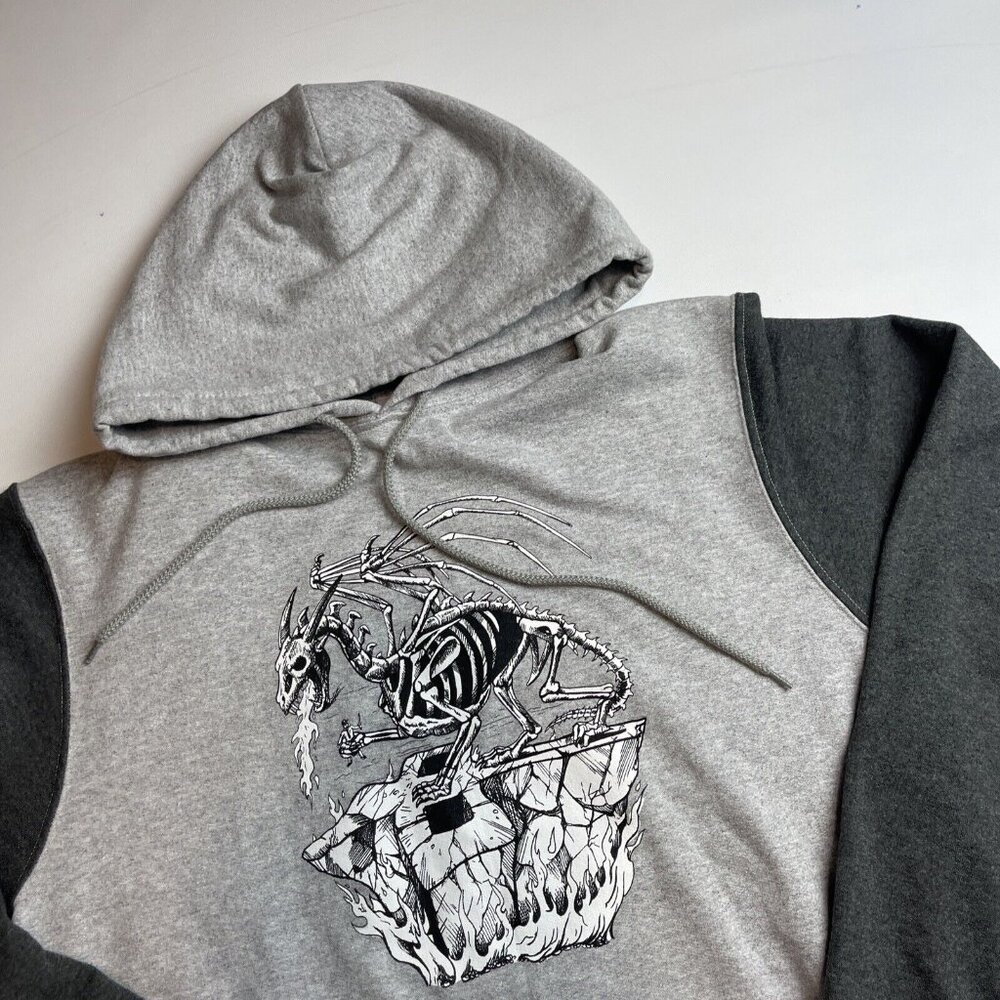 Y2K RDS Red Dragon Mens M Hoodie Skateboard Graphic Dragon Grey CANADA MADE - Picture 2 of 14